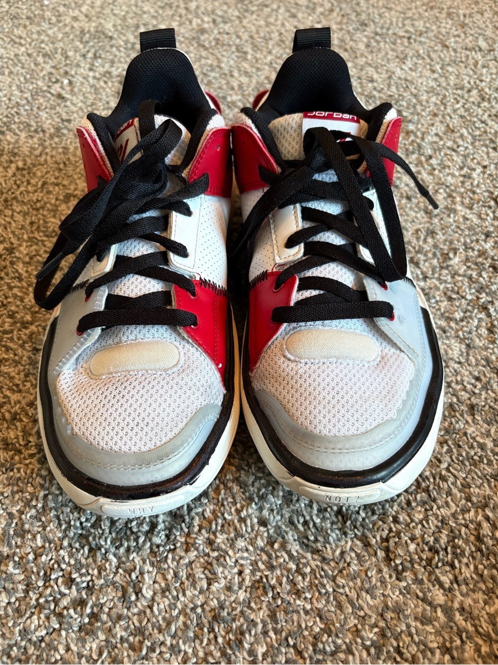 Jordan Kids' White, Red and Black Low-Top Sneakers
